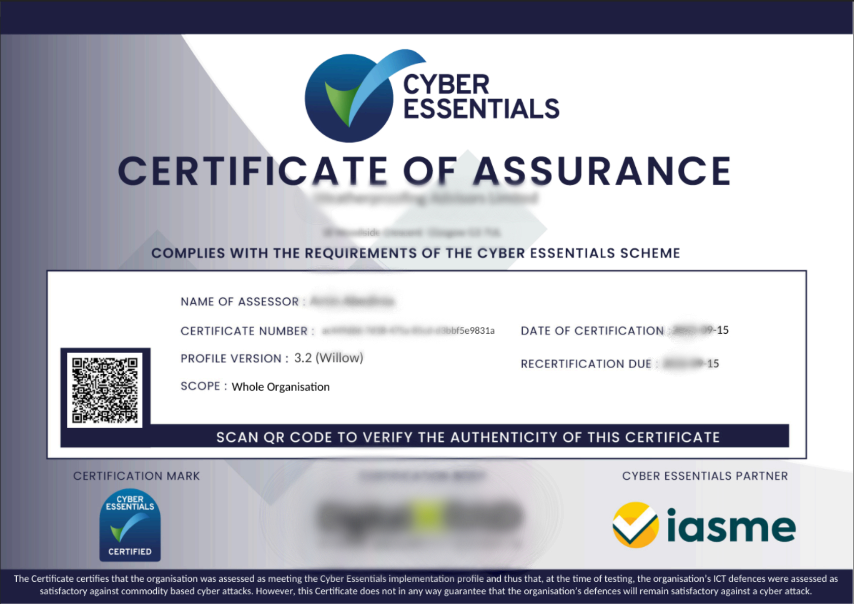 Cyber Essentials Certification – Totten IT Solutions Cyber Essentials Certificate of Assurance issued under the UK government cybersecurity scheme